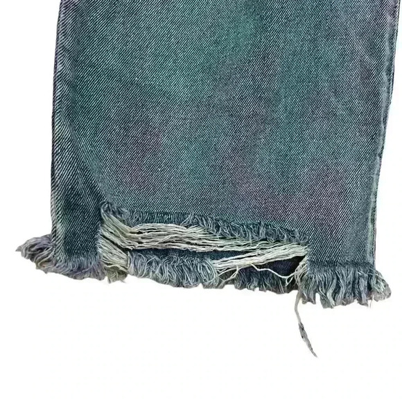 Rewash Brand Jeans High Rise Distressed Raw Hem Stone Wash Wide Leg Size 9 - Picture 6 of 7